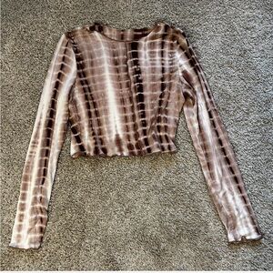 Brown Tie-Dye Long Sleeve Top